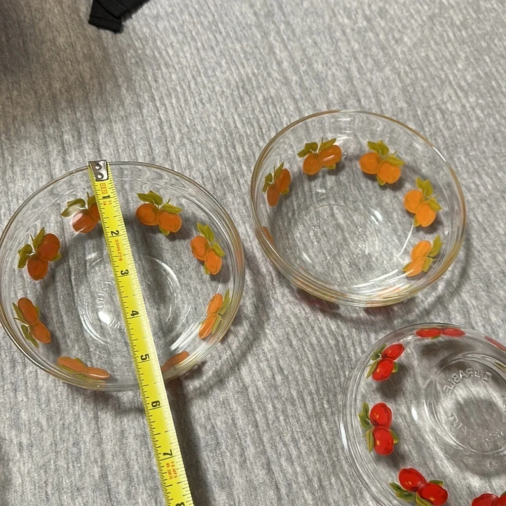 Glass Mixing Bowl with Red Apple Motif
